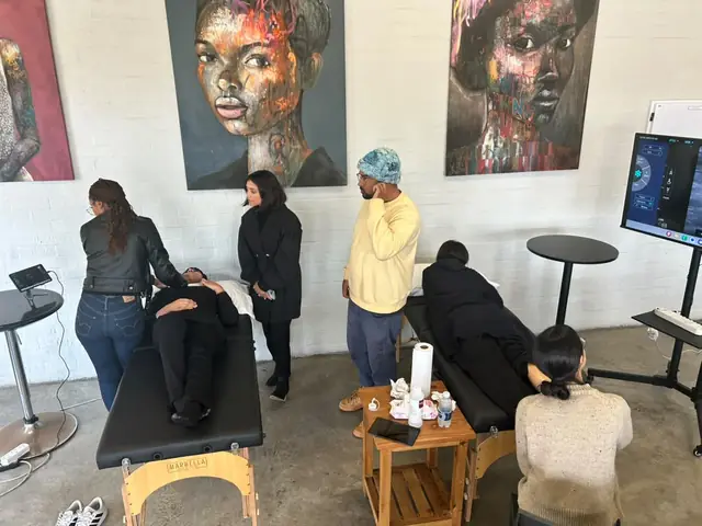 Multiple scanning stations in use during a practical training session